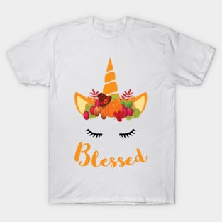 Unicorn Thanksgiving Women and Toddler Fall T-Shirt blessed T-Shirt